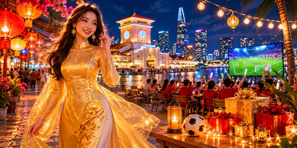 Người chơi đặt cược bóng đá trực tuyến trong trang phục áo dài truyền thống tại Hồ Chí Minh